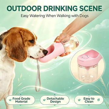 Leak-Proof Portable Pet Water Bottle with Built-In Bowl