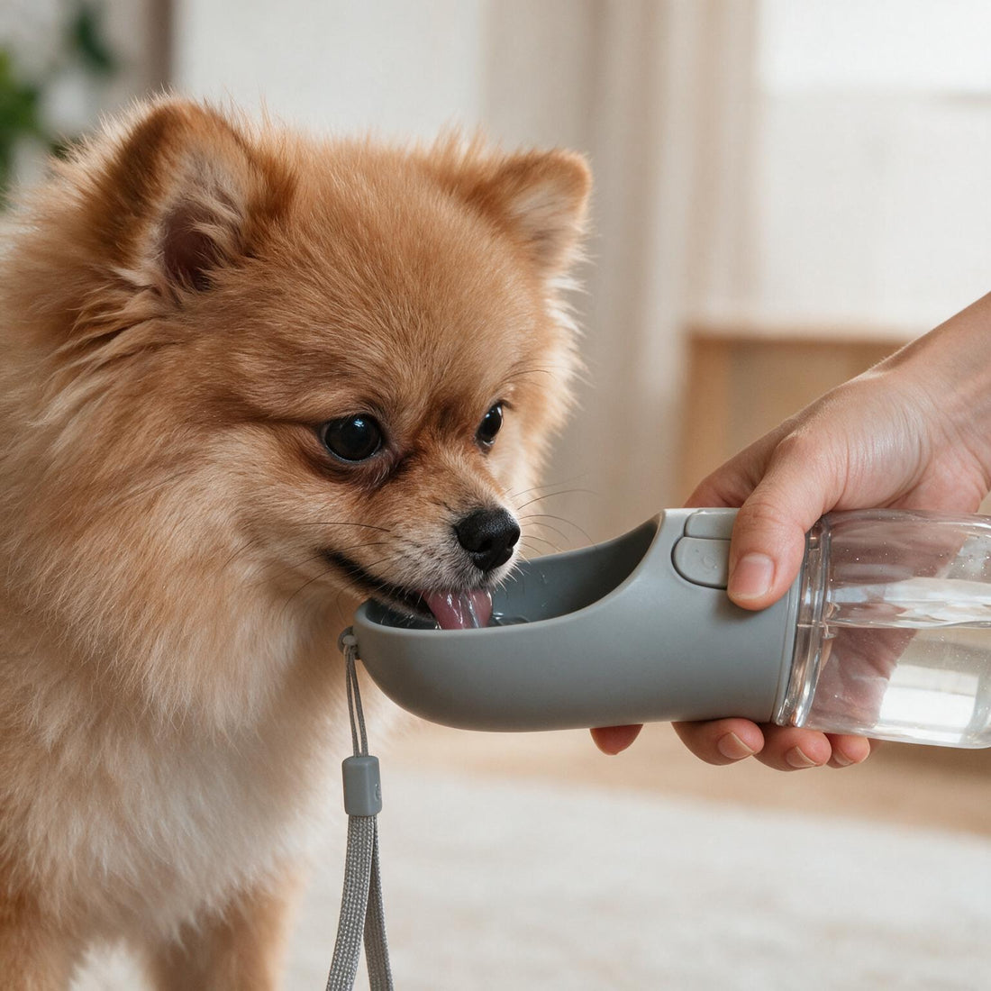 Leak-Proof Portable Pet Water Bottle with Built-In Bowl