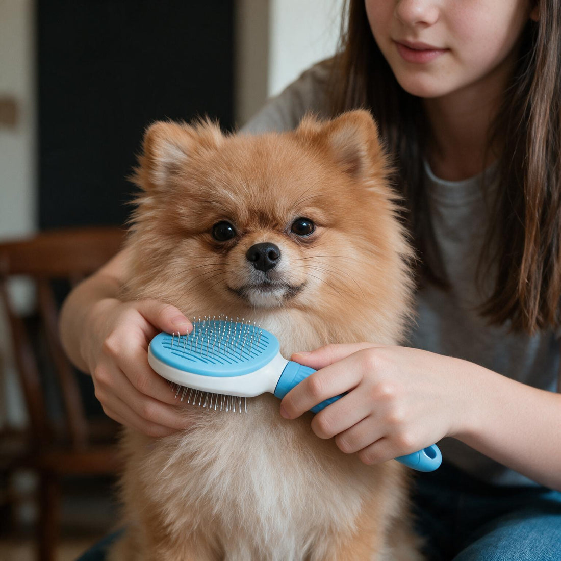 Self-Cleaning Stainless Steel Pet Slicker Brush (For Cats & Dogs)